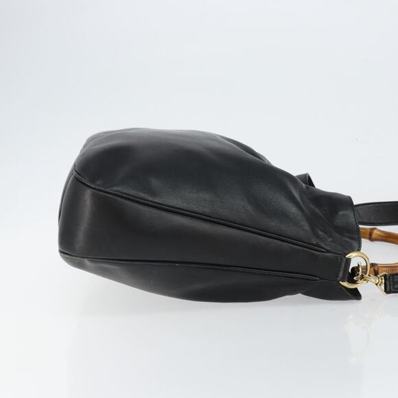 GUCCI Bamboo Handbag Leather Black Gold 001 2058 1577 0 - Picture 4 of 12